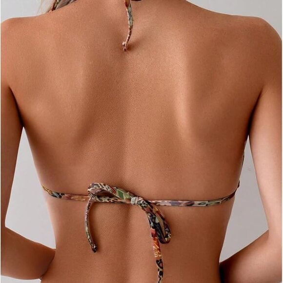 Women's 2 Piece Leopard Floral Bikini Sets Ring - Picture 4 of 5